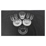 Princess House etched 8" plates (11), ice bucket