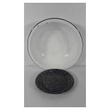 Enamelware, 14" basin and 9" plate