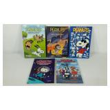 Peanuts and Rocky and Bullwinkle graphic novels,