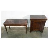Piano bench and end table, damage as shown