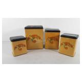 Canister set, includes four metal canisters with