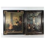 Two framed early prints on board, mother and