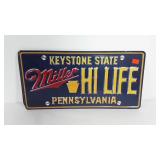 Advertising,  Miller Hi Life metal sign, 23x12,