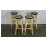 Group of four handpainted swivel stools, fruit
