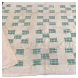 Knotted quilt, made from feed sacks, 67x76, s