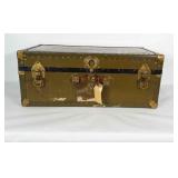 Metal trunk. Measures 31x12x16 inches. Latches