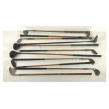 Vintage wood shaft golf clubs, eleven