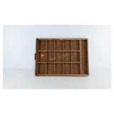 Wooden typeset tray, 22.5" × 16" × 2"