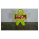 Plastic Caution Children at Play sign, double