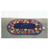 Handmade hook rug, nice bright colors, 27 x 45