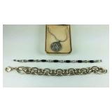 Two silver plate bracelets 8in and 7.5in one is