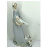 Lladro figurine, girl with goose and dog, no