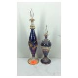 Two glass perfume bottles settler code LW