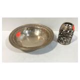 Sterling silver bowl and carved casing 200 grams