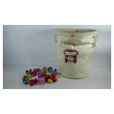 Canvas tote, 24" tall, full of Legos, Mega Bloks,