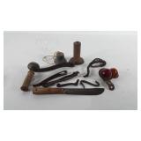 Tools, includes knife, hog scraper, lid cover