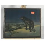 Early Lone Wolf print by Kowalski, framed 15x12