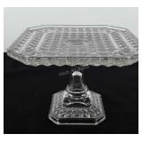 Glassware, pedestal cake plate, 6" x 9" x 9"