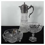 Crystal, includes compote, trifooted bowl, and