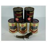 Five cans of Texaco Havoline Supreme motor oil