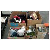 Skid lot: kitchenwares, glassware,  pillow,