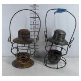 Pair of railroad lanterns, one B & O Railroad,