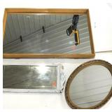 Mirrors and glass panel, rectangular framed