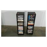 Two Brookstone DVD/Blu-Ray towers, when you push