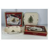 Spode Christmas tree dishes, square serving tray