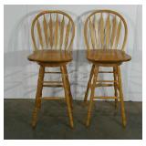 Two swivel seat bar chairs, 30" to seat, seller