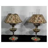 Vintage lamp pair with original matching floral