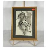 Abstract watercolor painting, framed and matted,