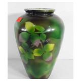 Ceramic vase with floral design, 13.5"