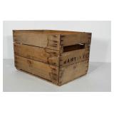Wooden crate. End of crate is marked "Martin Co."