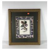 Bird and butterfly picture, framed and double