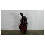 Top Flight golf clubs and bag, putters and