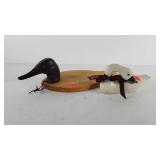 Wooden duck cutting board and swan, swan is