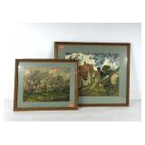 Two Van Gogh prints in matching oak frames and