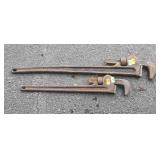Two Ridgid pipe wrenches,  36 and 24 inches