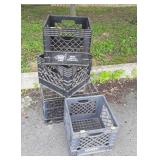 4 dairy crates,  one is metal, these are the