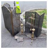 Fireplace Accessories lot, screens, andirons,