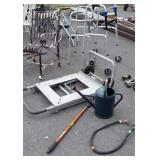 Misc. wares lot. Ridgid tool Cart, plastic water