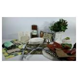 Home decor group, includes mats, leather scraos,