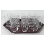 Etched dot glasses, 16 tumblers