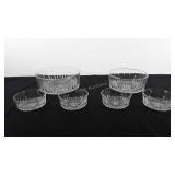 Six Arcoroc luminarc crystal bowls, 5", 8" and 9"