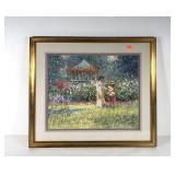 Impressionist style garden scene print, artist