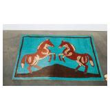 Handmade hook rug by Madeline Maust, nice bright