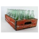 Wooden Coca-Cola crate and 24 green glass Coke