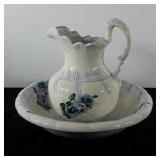 Water basin and pitcher, both are artist signed,