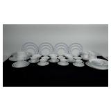 1980s Corelle Morning Blue dish set. Service for